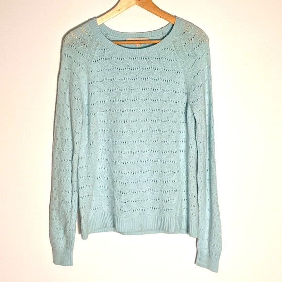Loft Seafoam Green Knit Pullover Sweater, M - Picture 1 of 7